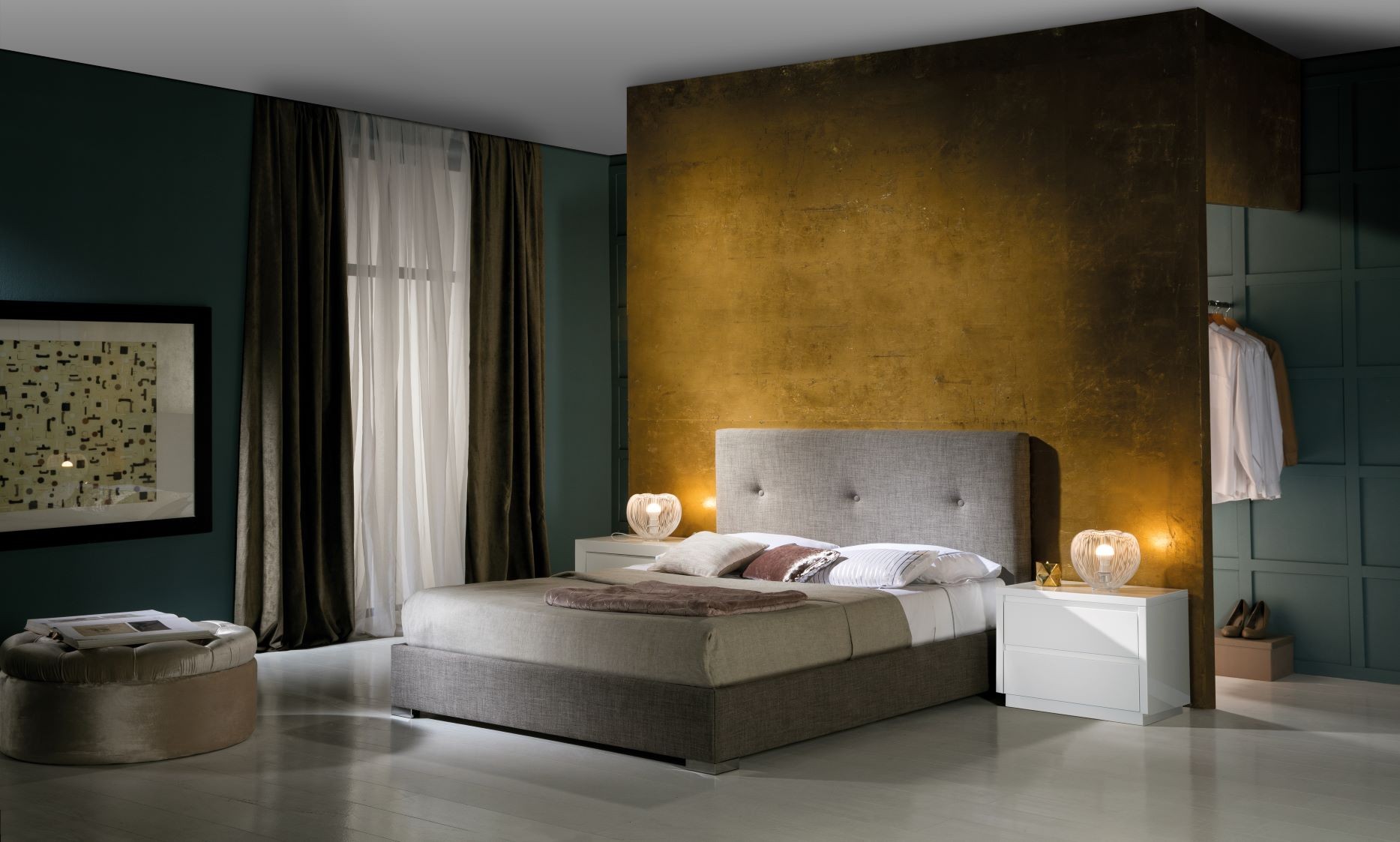 Levně Estila Moderní elegantní postel Lourdes s čalouněním a vkusným prošíváním 140-180cm