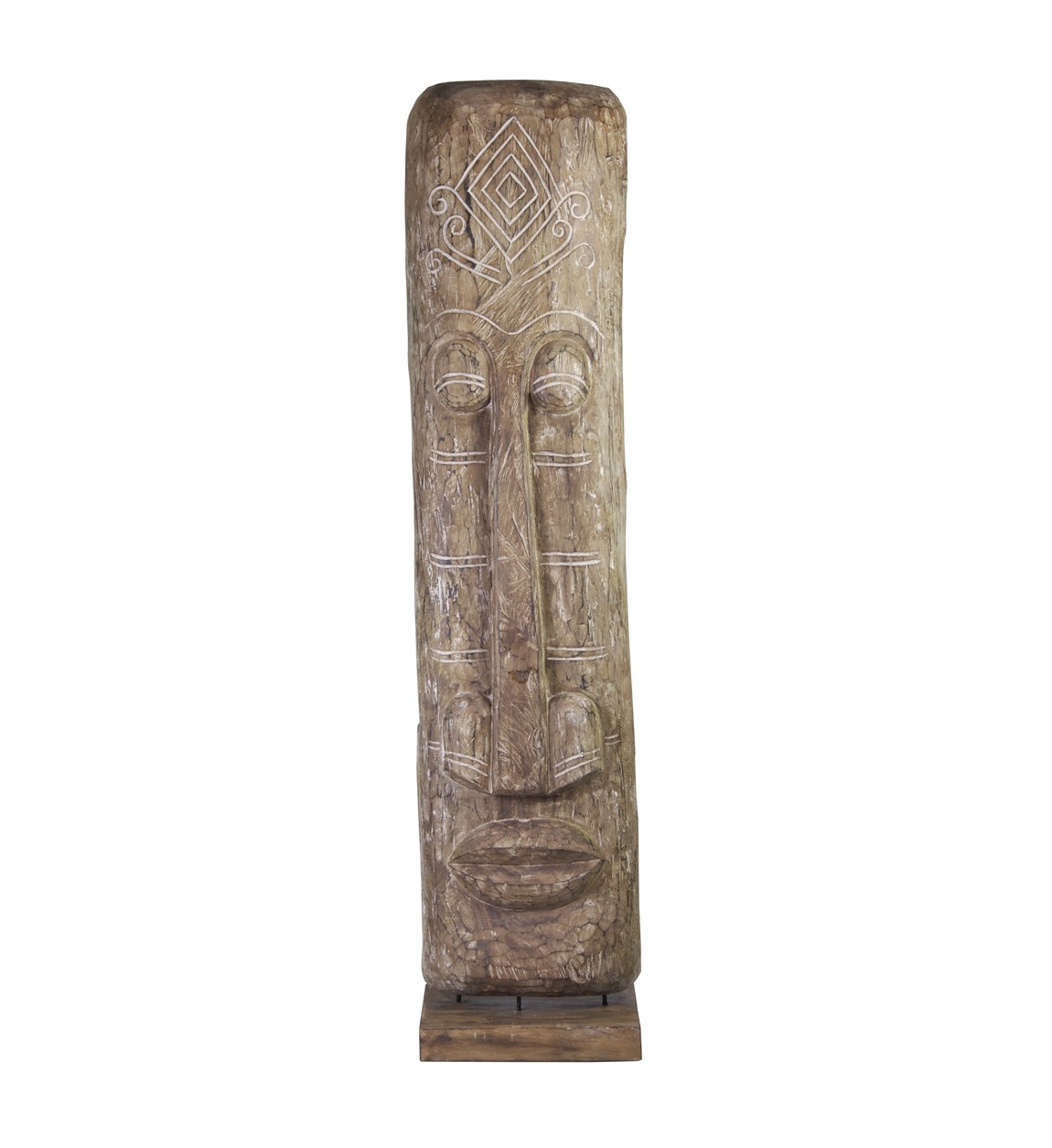 Levně Estila Masivní nadčasová ručně vyřezávaná totemová socha Diego z teakového dřeva 200cm
