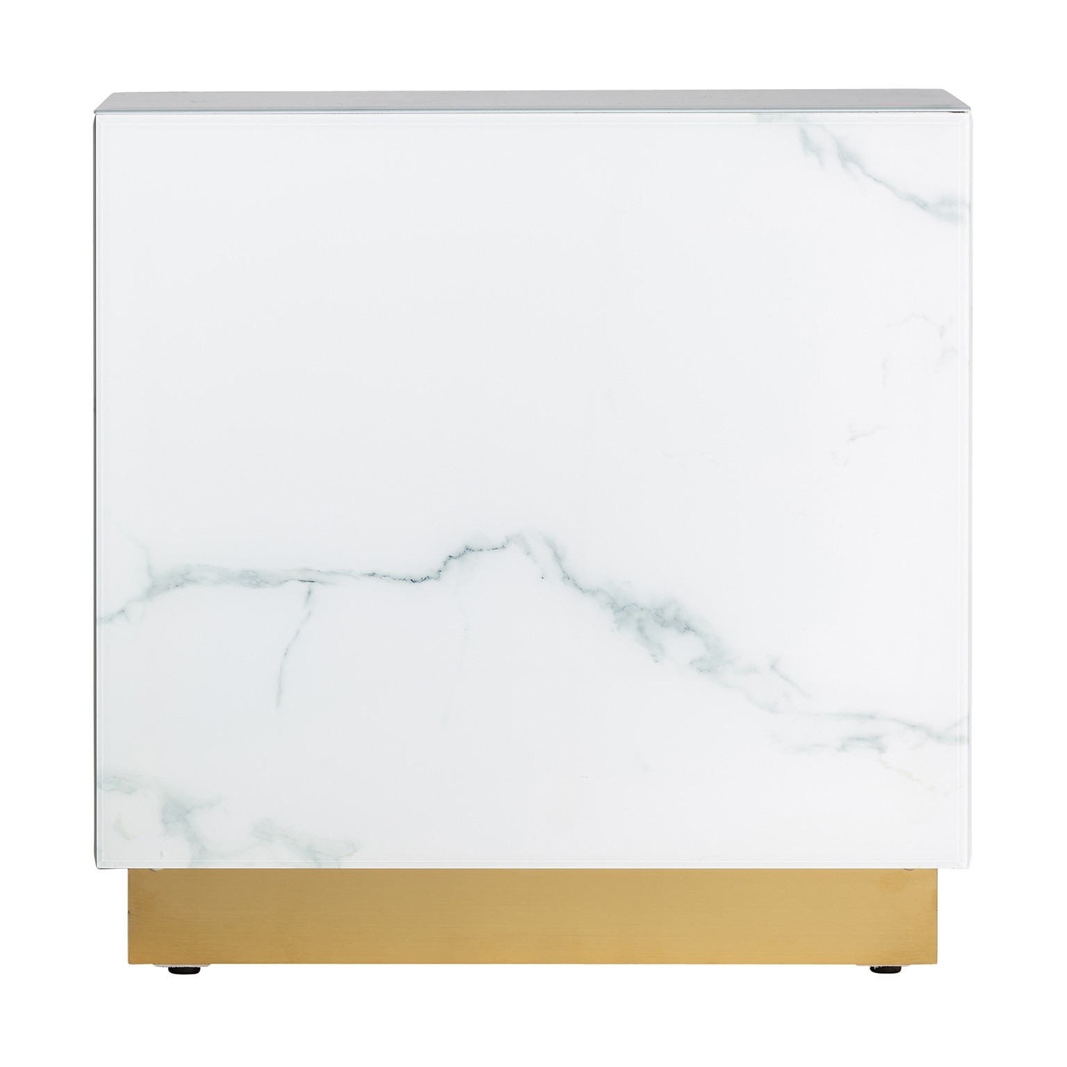 Levně Estila Art-deco luxusní příruční stolek Moraira obdélníkového tvaru s mramorovým vzorem a zlatou podstavou 60cm