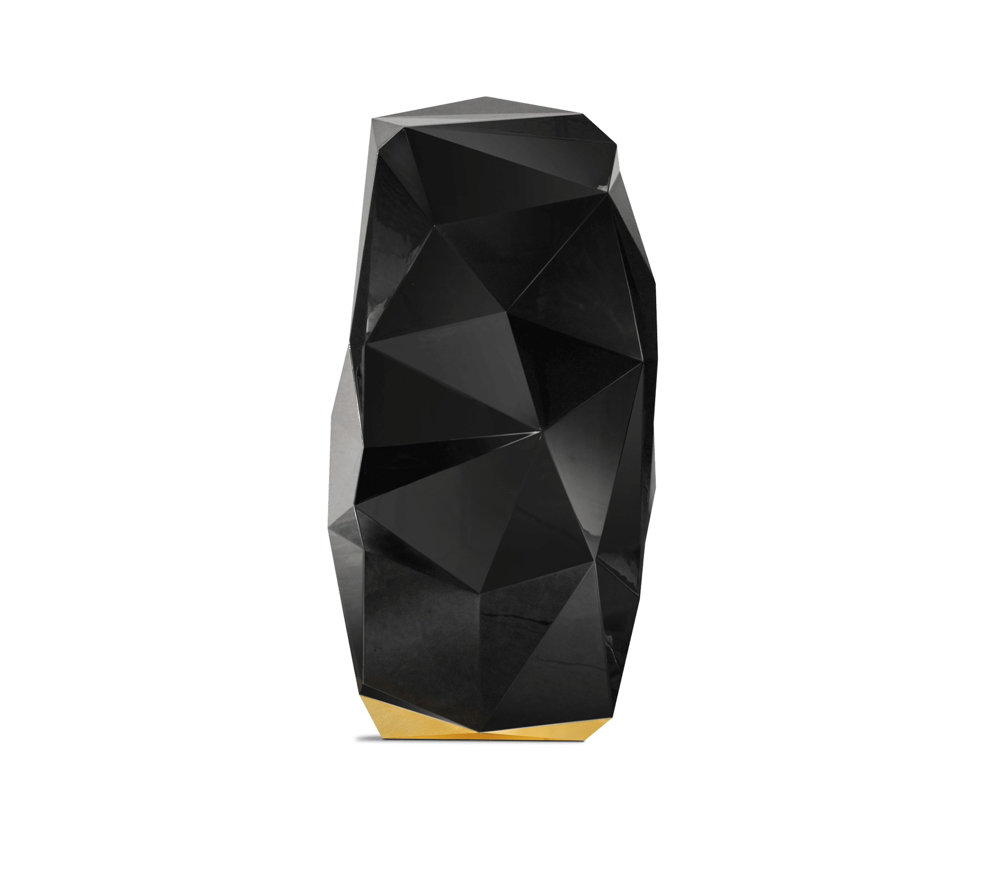 Levně Estila Luxusní art-deco černý podlahový trezor na pozlacené vyřezávané podstavě asymetrickou konstrukcí Diamond 160 cm