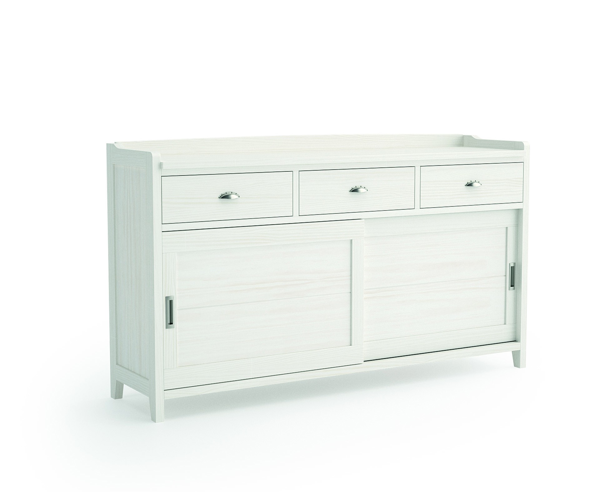 Levně Estila Moderní elegantní příborník Verona z masivu s posuvnými dvířky a třemi šuplíky 172cm