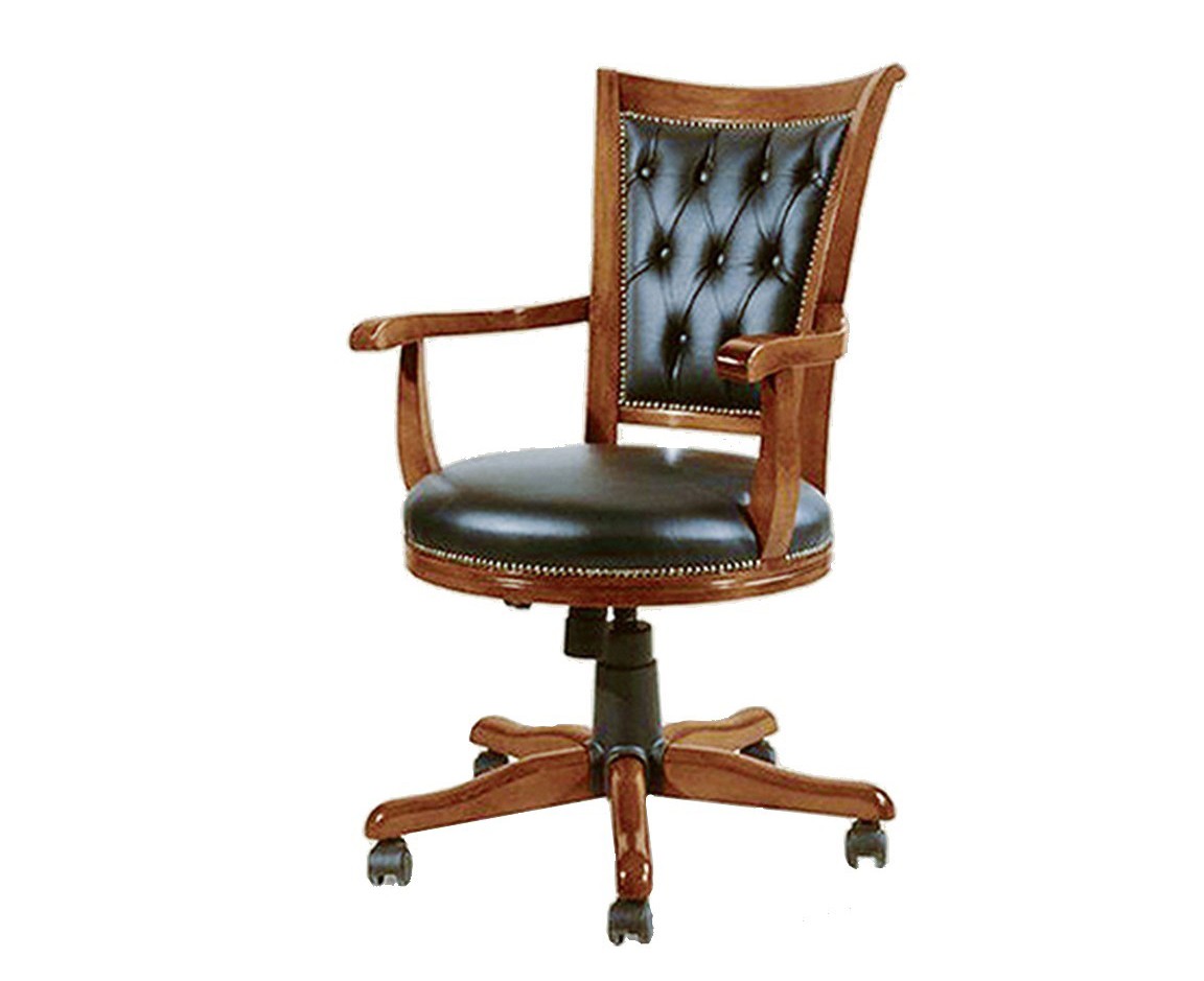 Levně Estila Luxusní rustikální kancelářská židle Emociones z masivního dřeva s čalouněním z ekokůže 100 cm