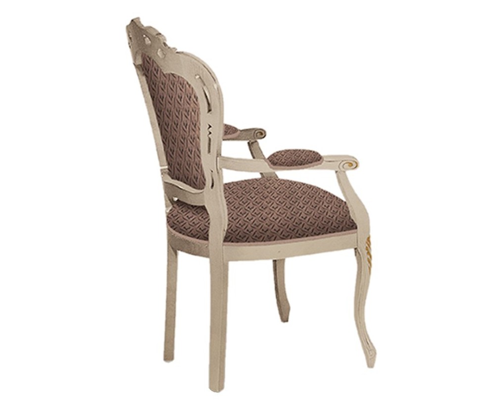 Levně Estila Klasická luxusní čalouněná jídelní židle Clasica z masivního dřeva s rustikálním zdobením 103cm