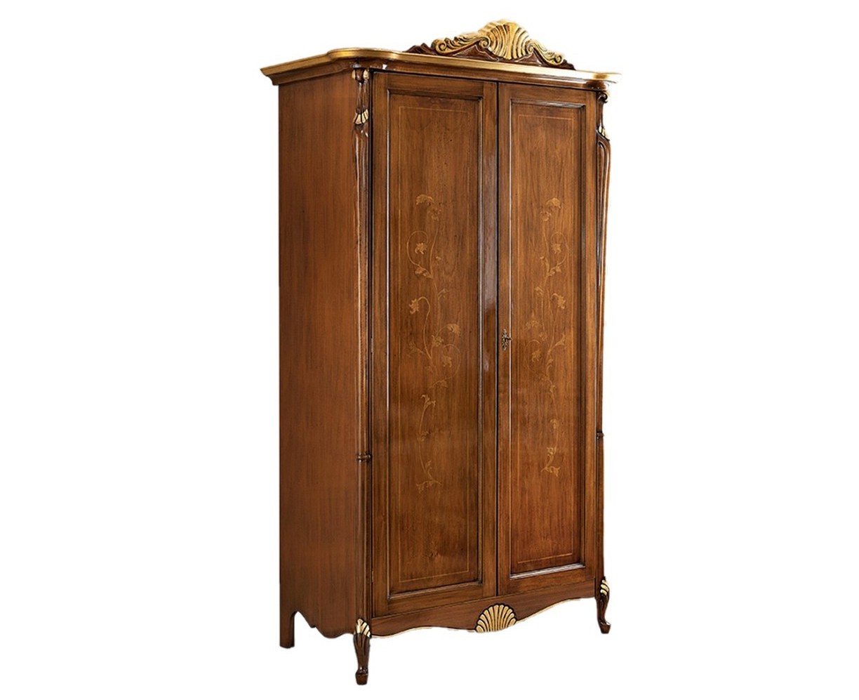Levně Estila Klasická luxusní šatní skříň Pasiones z masivního dřeva s ornamentální intarzií 231cm