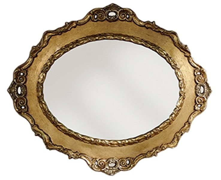 Levně Estila Barokní nástěnné oválné zrcadlo Pasiones se zlatým ozdobným rámem 104cm