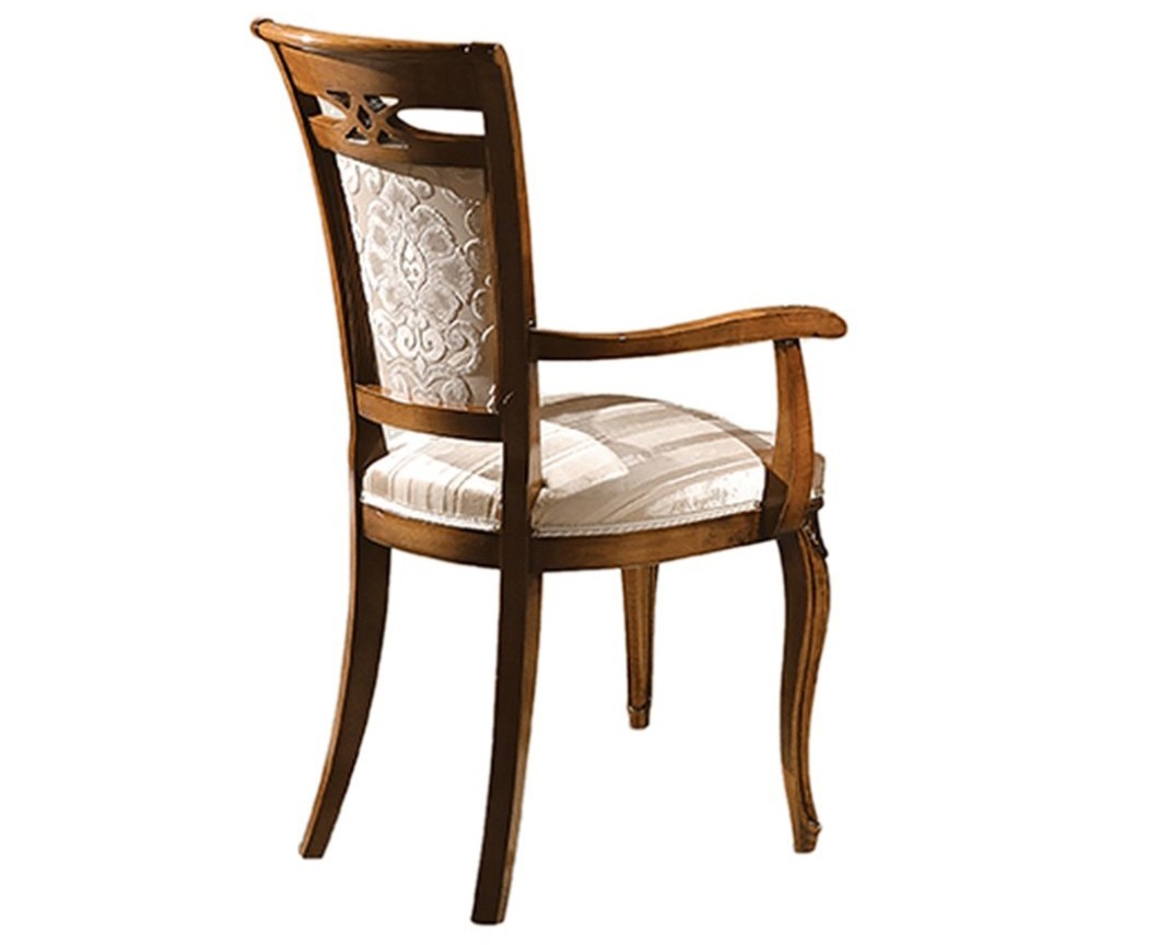 Levně Estila Luxusní rustikální čalouněná jídelní židle Pasiones z masivu s opěrkami na ruce 100cm