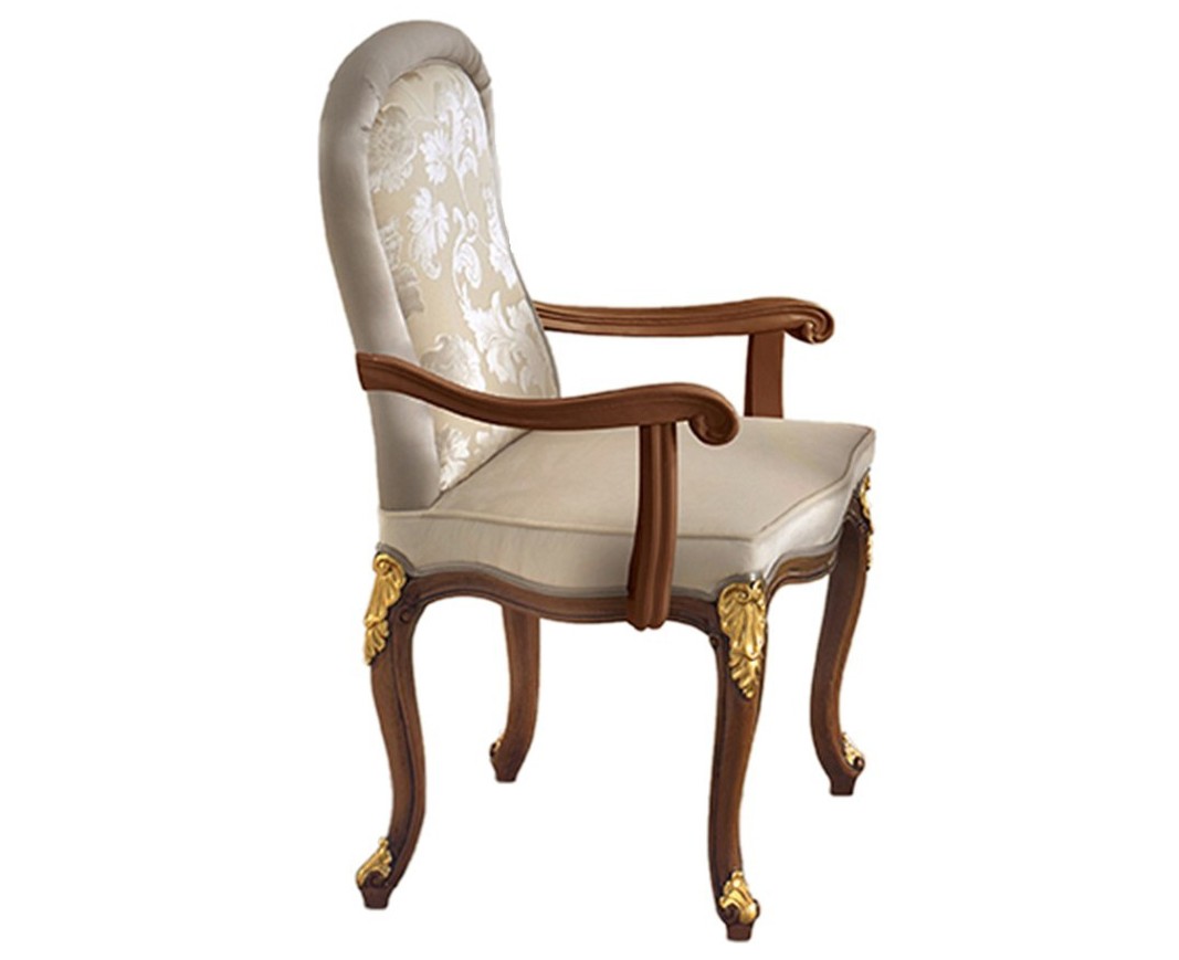 Levně Estila Luxusní vyřezávaná jídelní židle Pasiones s opěrkami v masivním provedení s čalouněním 102cm