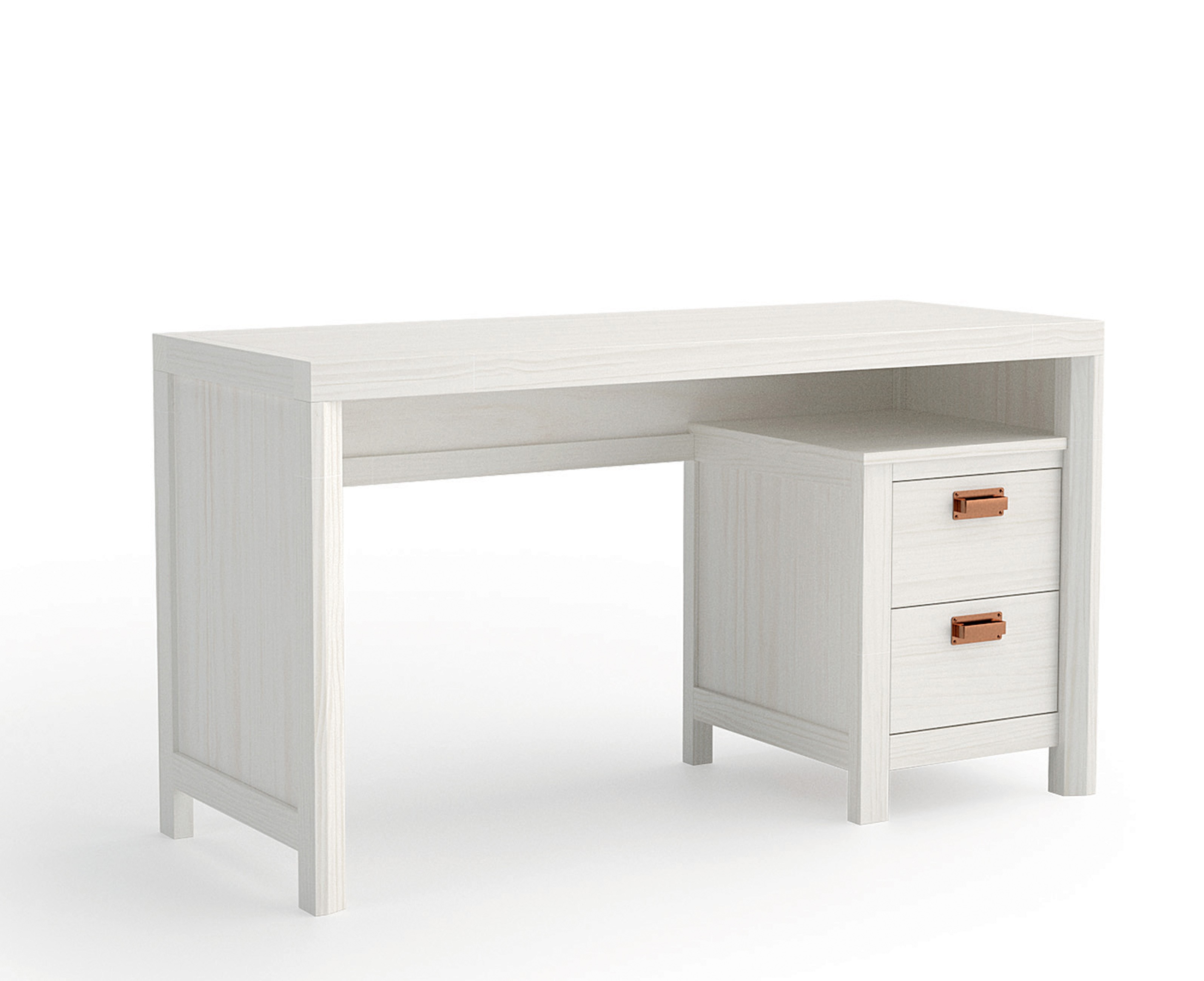 Levně Estila Klasický designový psací stolek se dvěma šuplíky Lyon z kvalitního borovicového dřeva v moderním provedení 140cm
