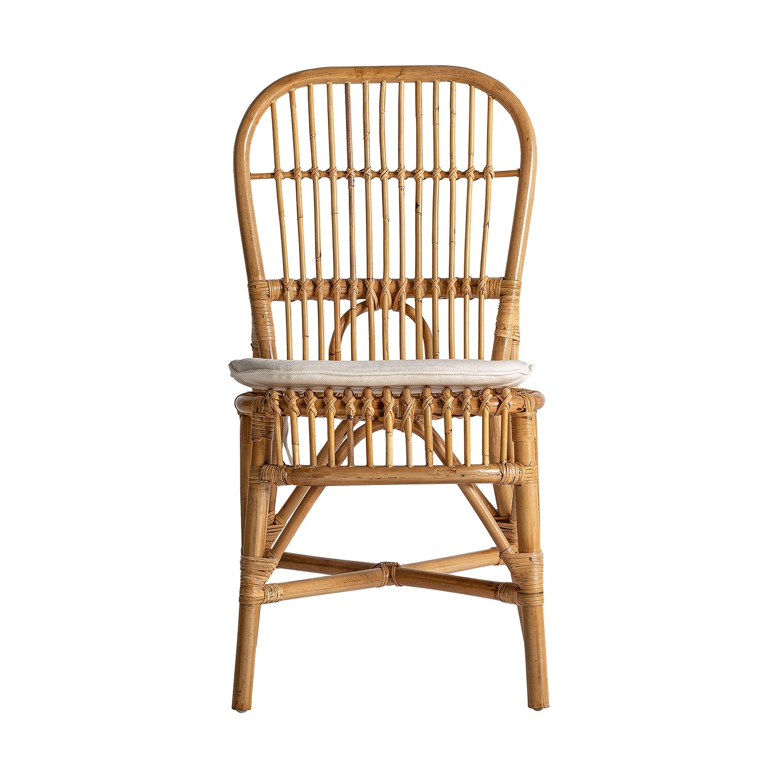 Estila Ratanová židle Brodas z ratanu přírodní hnědé barvy s bavlněným polštářem 96cm