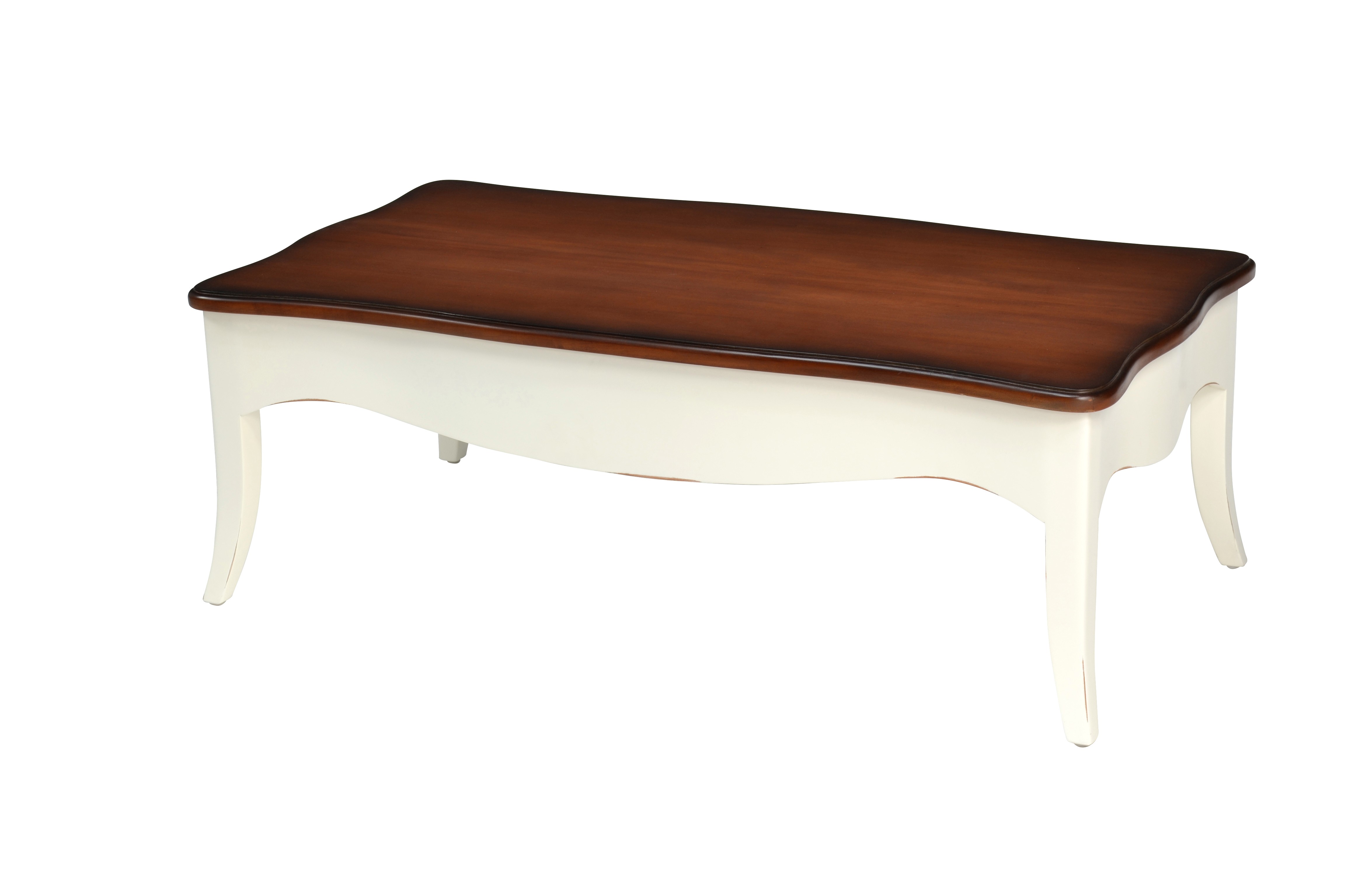 Levně Estila Provence luxusní konferenční stolek Deliciosa bílé barvy s polohovatelnou vrchní deskou 130cm