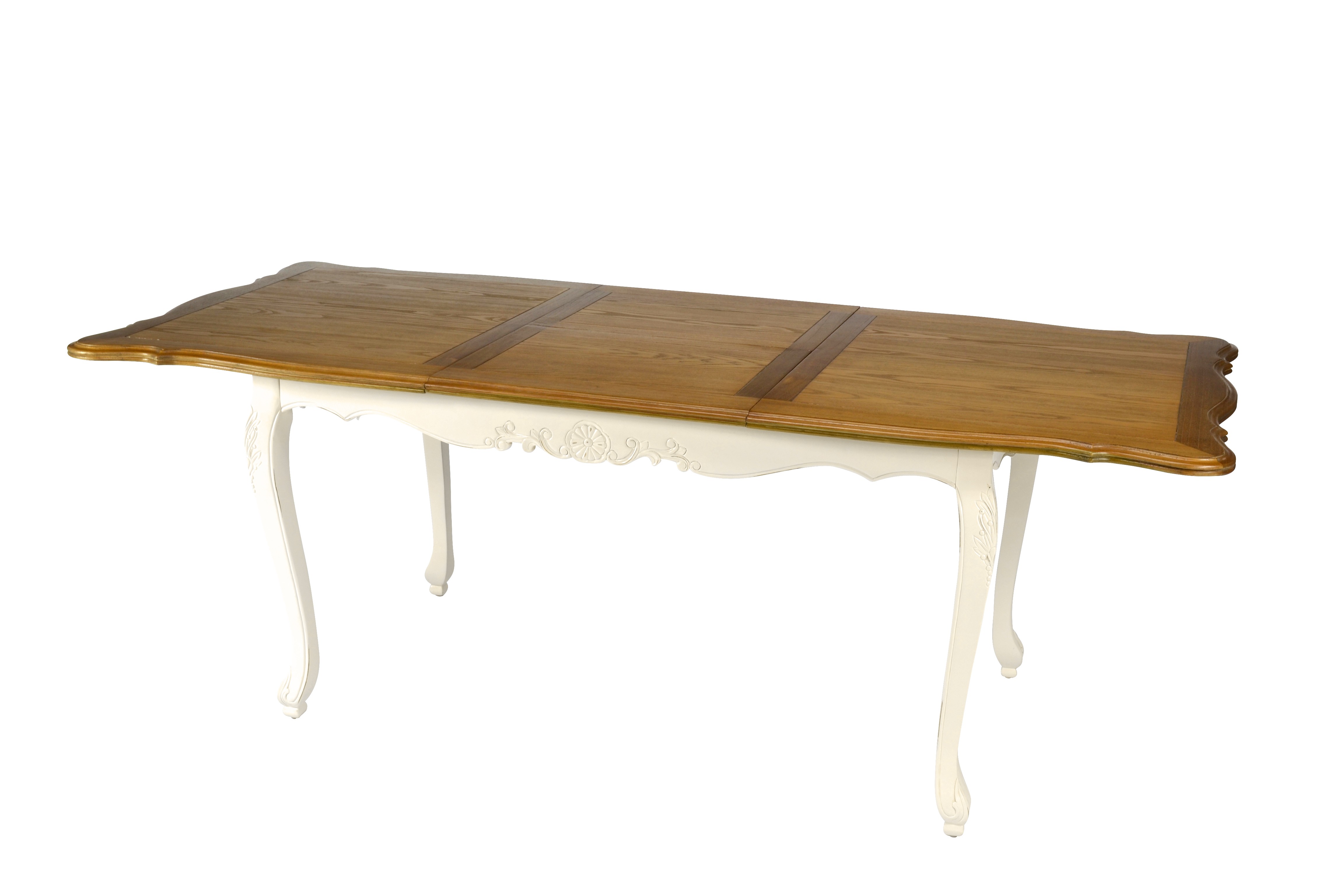 Estila Luxusní provence dřevěný bílo-hnědý rozkládací stůl Preciosa z masivního mahagonového dřeva 160/220cm
