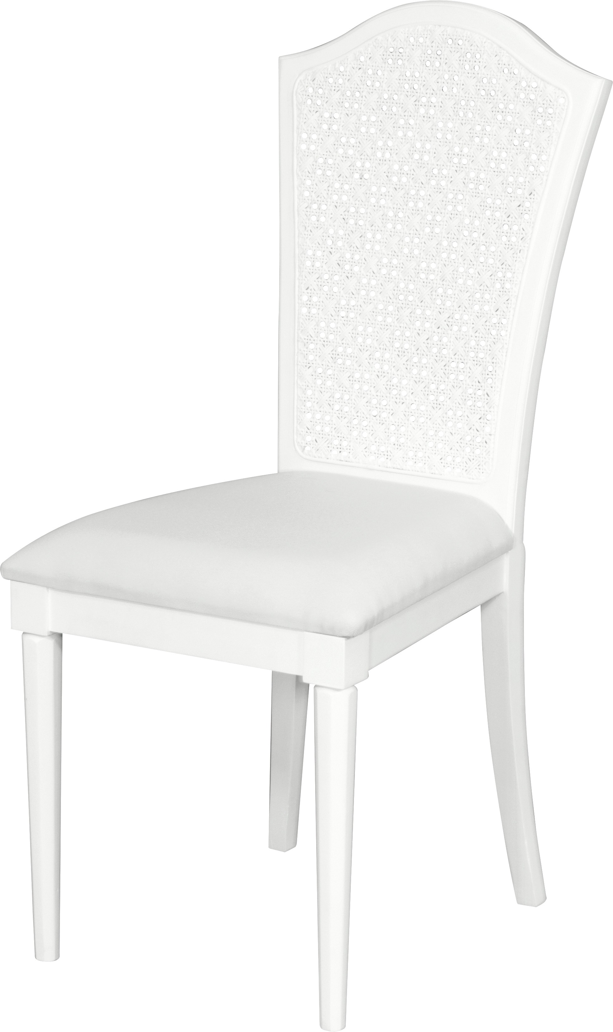 Estila Rustikální bilá dřevěná jídelní židle Belliene bílé barvy s čalouněním a vyřezávaným opěradlem 105cm
