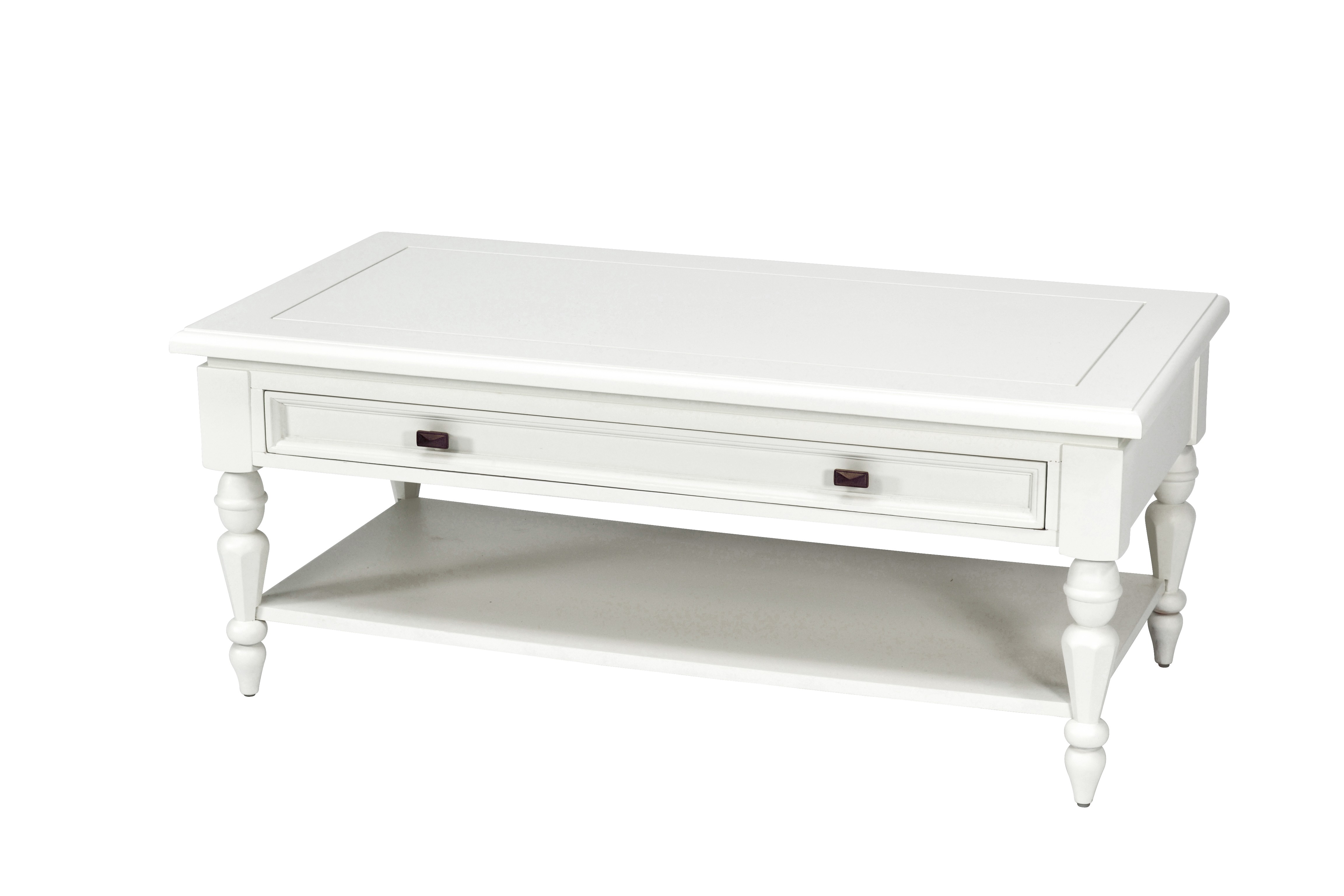 Levně Estila Luxusní provence konferenční stolek Belliene v bílé barvě s polohovatelnou vrchní deskou 122cm