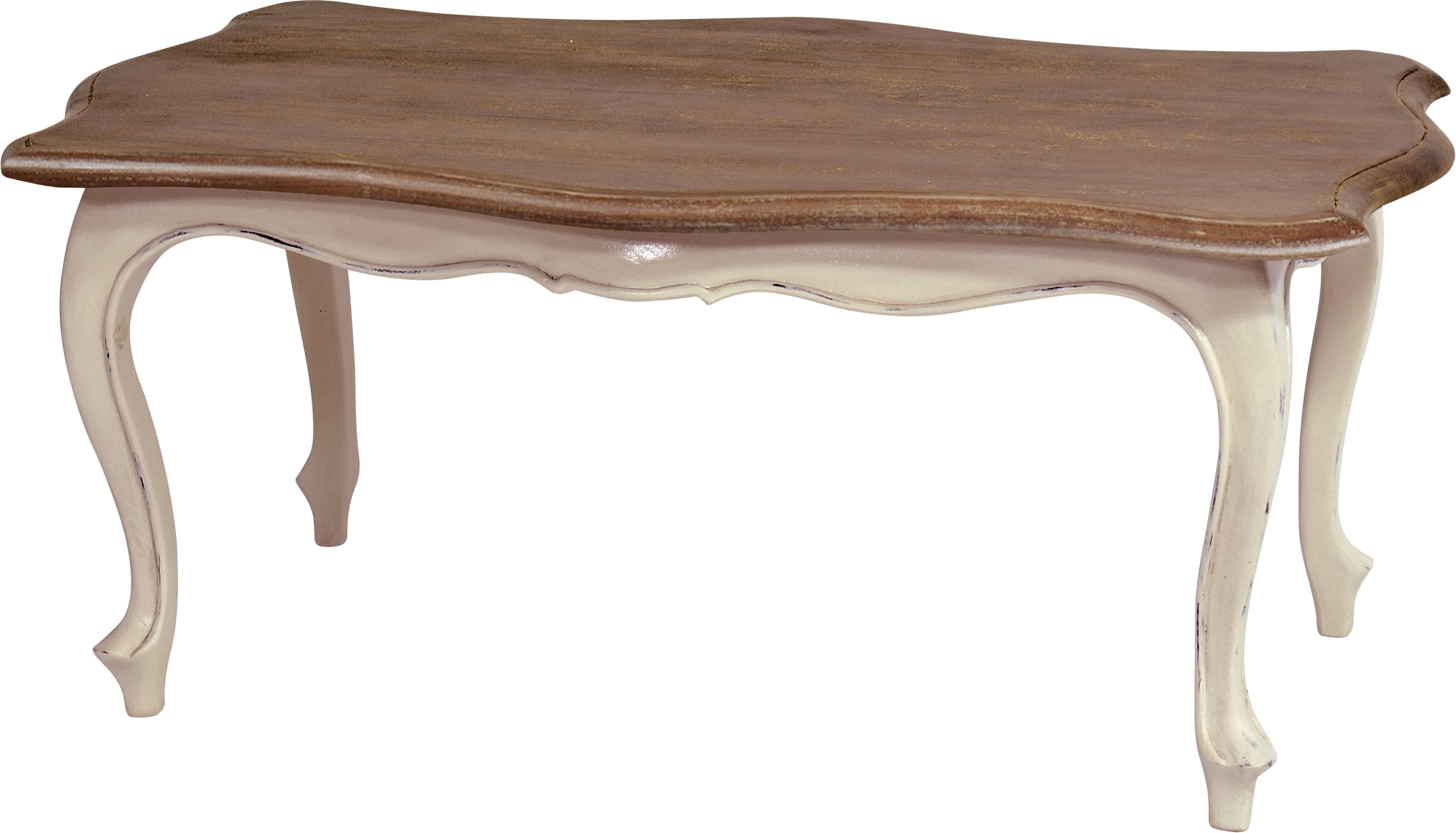 Estila Konferenční stolek Antoinette v luxusním provence stylu s vanilkovým nátěrem na masivním mahagonovém dřevě 115cm