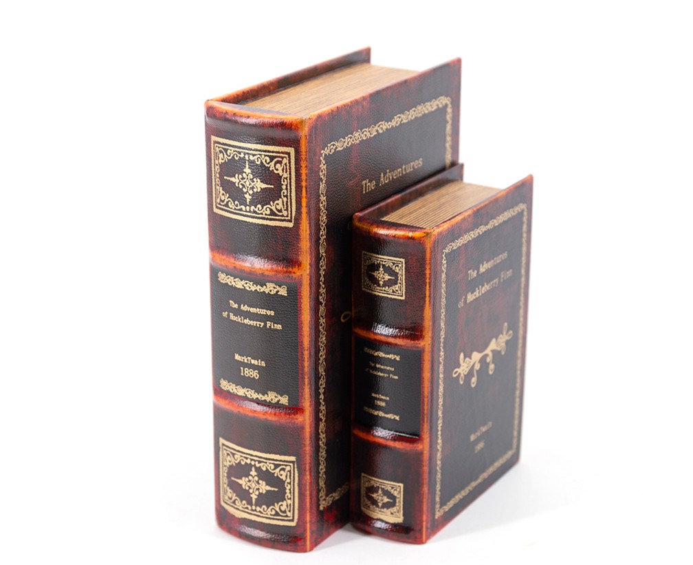 Estila Koloniální kožený set dekorativních knih Mark Twain v černém designovém vintage obalu 27cm