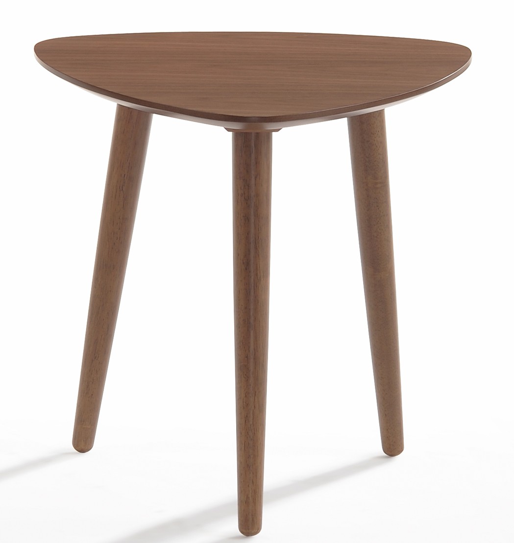 Levně Estila Moderní skandinávský příruční stolek Nordica Nogal v ořechově hnědém provedení se třemi masivními nožičkami 49cm