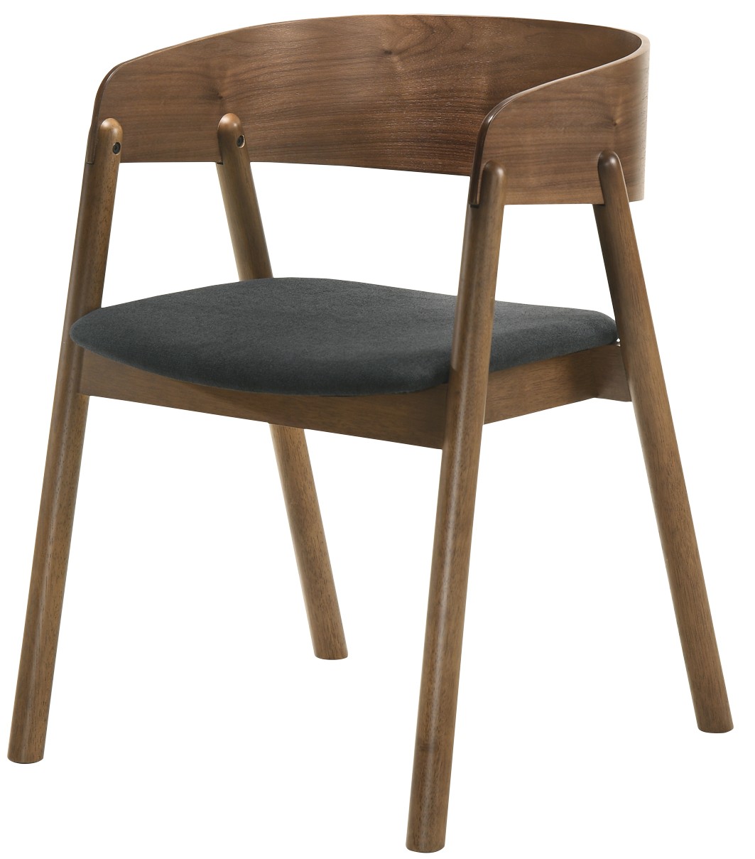Levně Estila Skandinávská jídelní židle Nordica Nogal z hnědého masivního dřeva v provedení ořech s šedým čalouněním 73cm