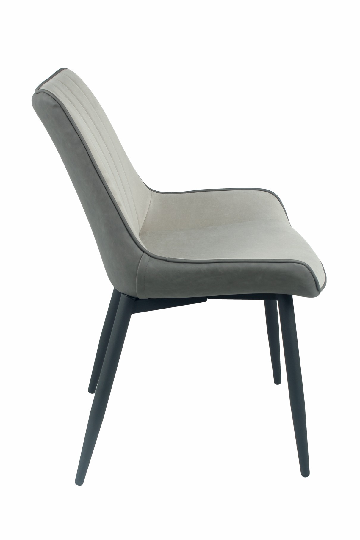 Estila Moderní jídelní židle Vidar s čalouněním z eko kůže s černými nožičkami z kovu dvoutónová skandinávská šedá 87cm