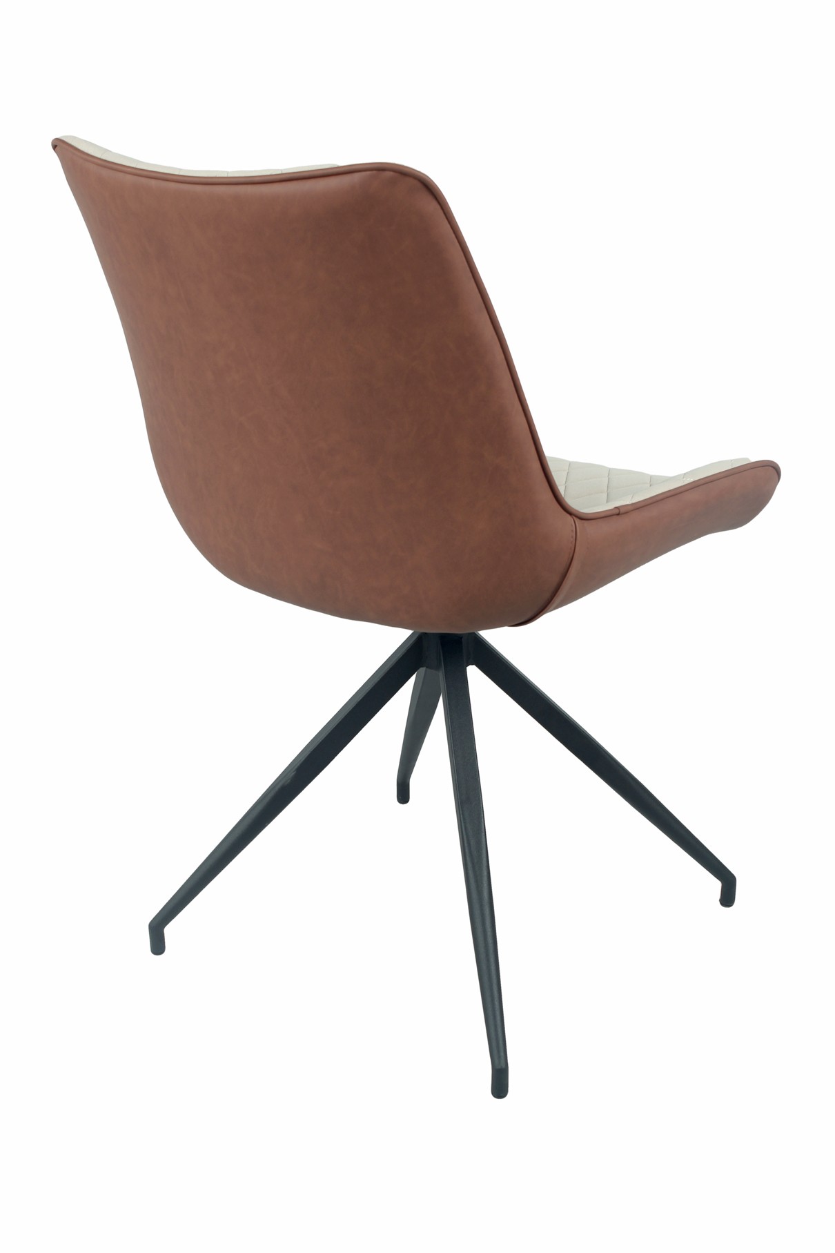 Levně Estila Moderní kožená jídelní židle Vidar z eko kůže s černými kovovými nožičkami dvoutónová béžová hnědá 88cm