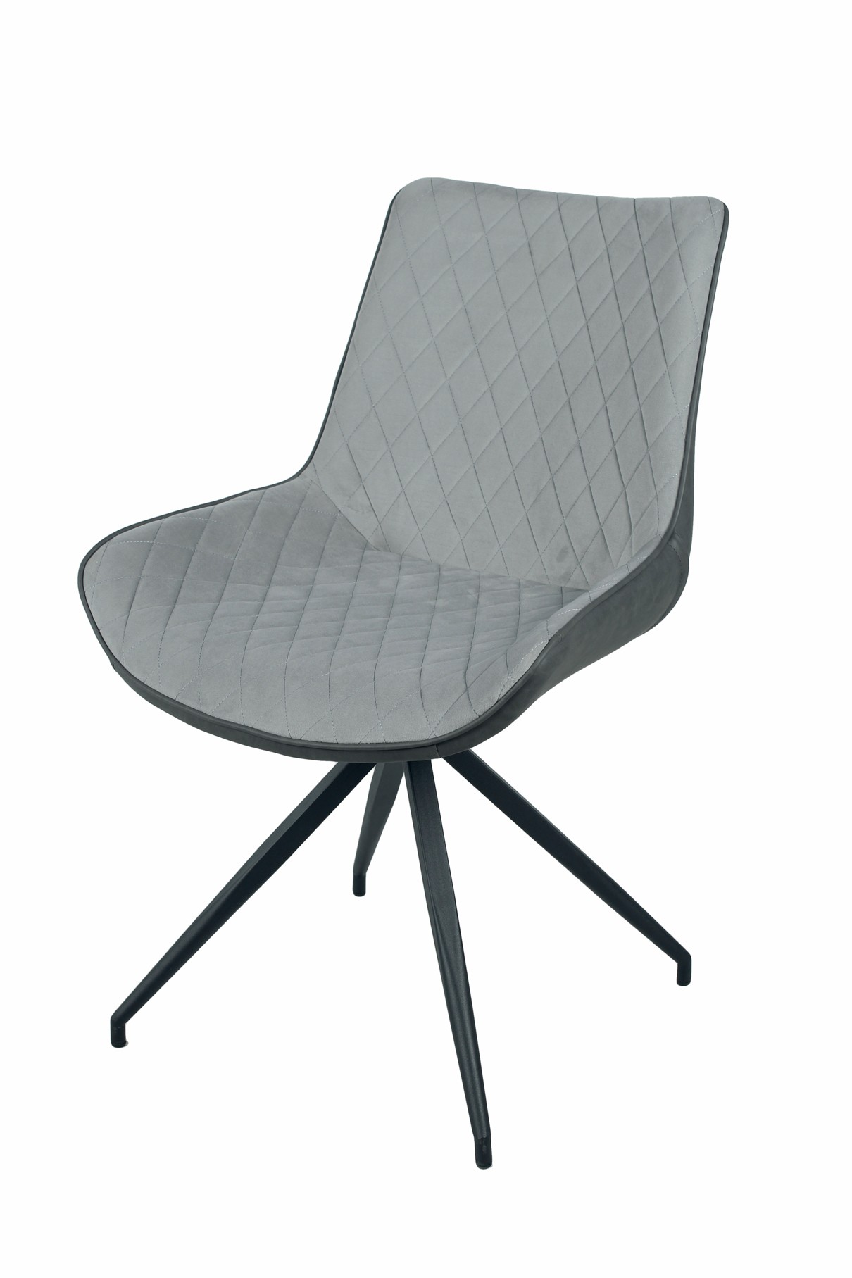 Levně Estila Moderní kožená jídelní židle Vidar z eko kůže s černými nožičkami z kovu dvoutónová skandinávská šedá 88cm