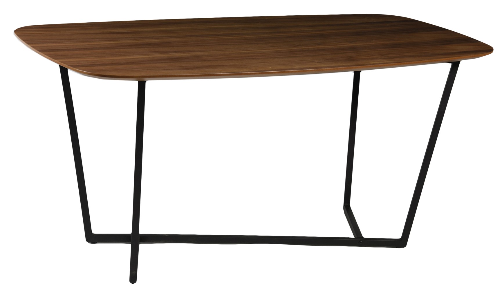 Levně Estila Moderní hnědý jídelní stůl Vidar ve skandinávském stylu v obdélníkovém tvaru s černou kovovou podstavou 160cm