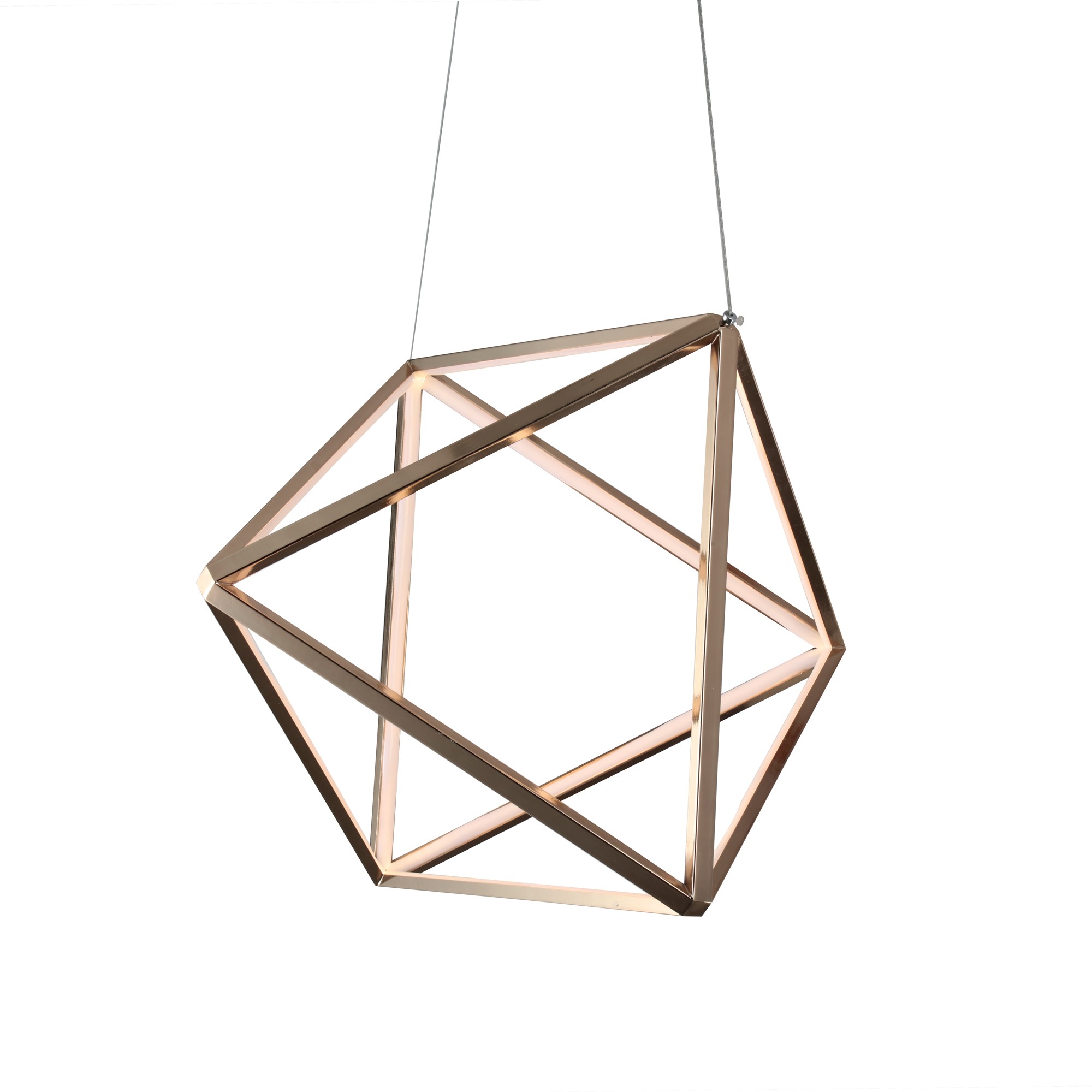 Levně Estila Moderní závěsná lampa Vidar z kovu ve tvaru propojených trojúhelníků 60cm