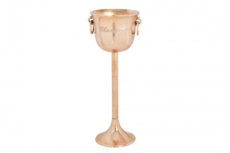 Levně Estila Stylová nádoba na chlazení šampaňského Perlea v antickém zlatém odstínu s dekorativním nápisem 80cm