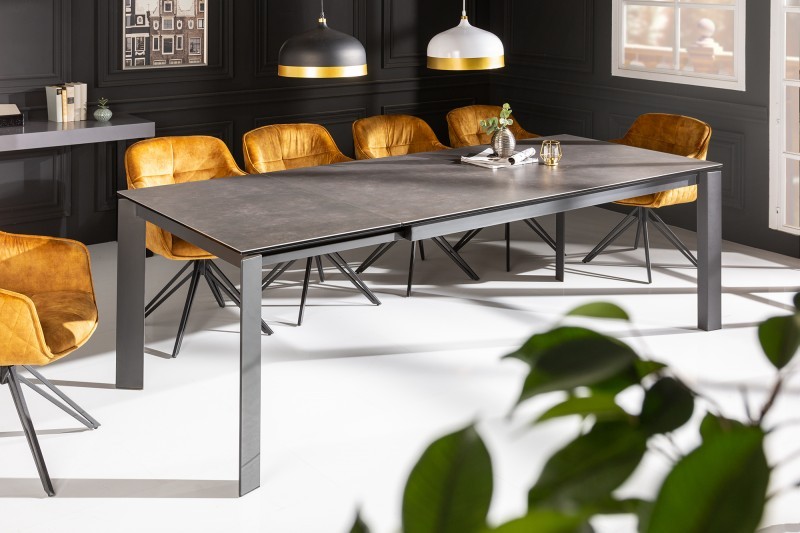 Estila Moderní jídelní stůl Antan v antracitovém šedém provedení s keramickou deskou a kovovou konstrukcí 240cm