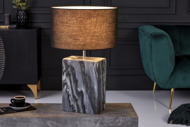 Levně Estila Art deco stolní lampa Miracul s obdélníkovou mramorovou podstavou černé barvy 55cm