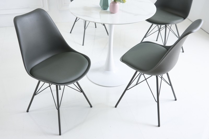 Estila Designová šedá jídelní židle Scandinavia s čalouněním z eko-kůže 85cm