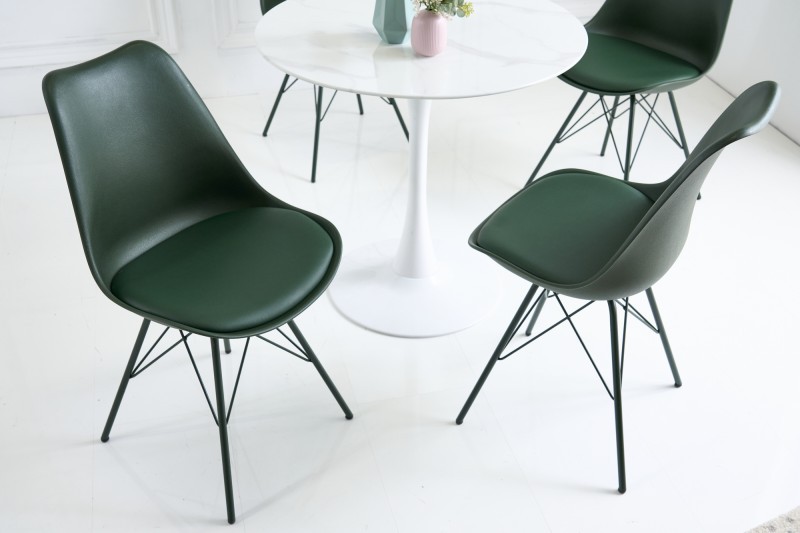 Levně Estila Moderní jídelní židle Scandinavia s tmavě zeleným čalouněním z eko-kůže 85cm