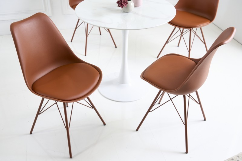 Estila Designová hnědá jídelní židle Scandinavia z eko kůže v moderním stylu 85 cm