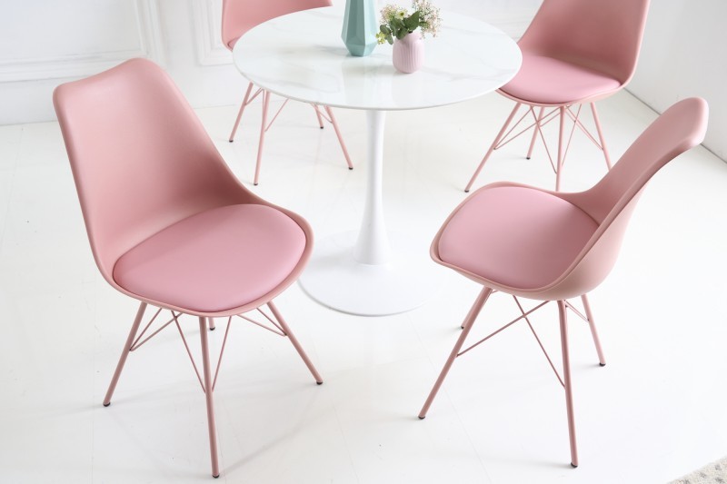 Levně Estila Designová jídelní židle Scandinavia s čalouněním z eko-kůže růžová 85cm