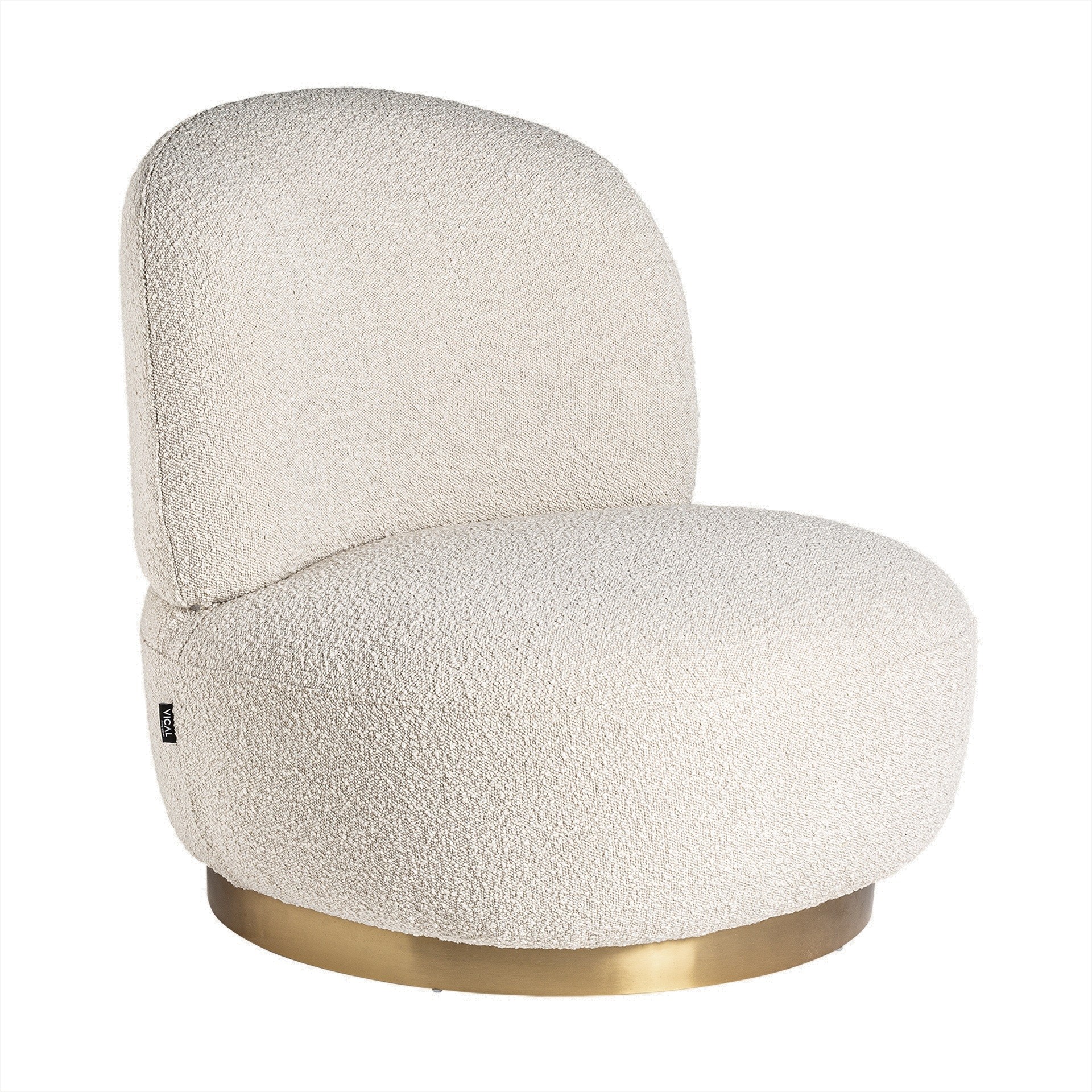 Estila Art deco buklé křeslo Aurelia bílé s bavlněným čalouněním a kovovou podstavou ve zlaté barvě 83cm