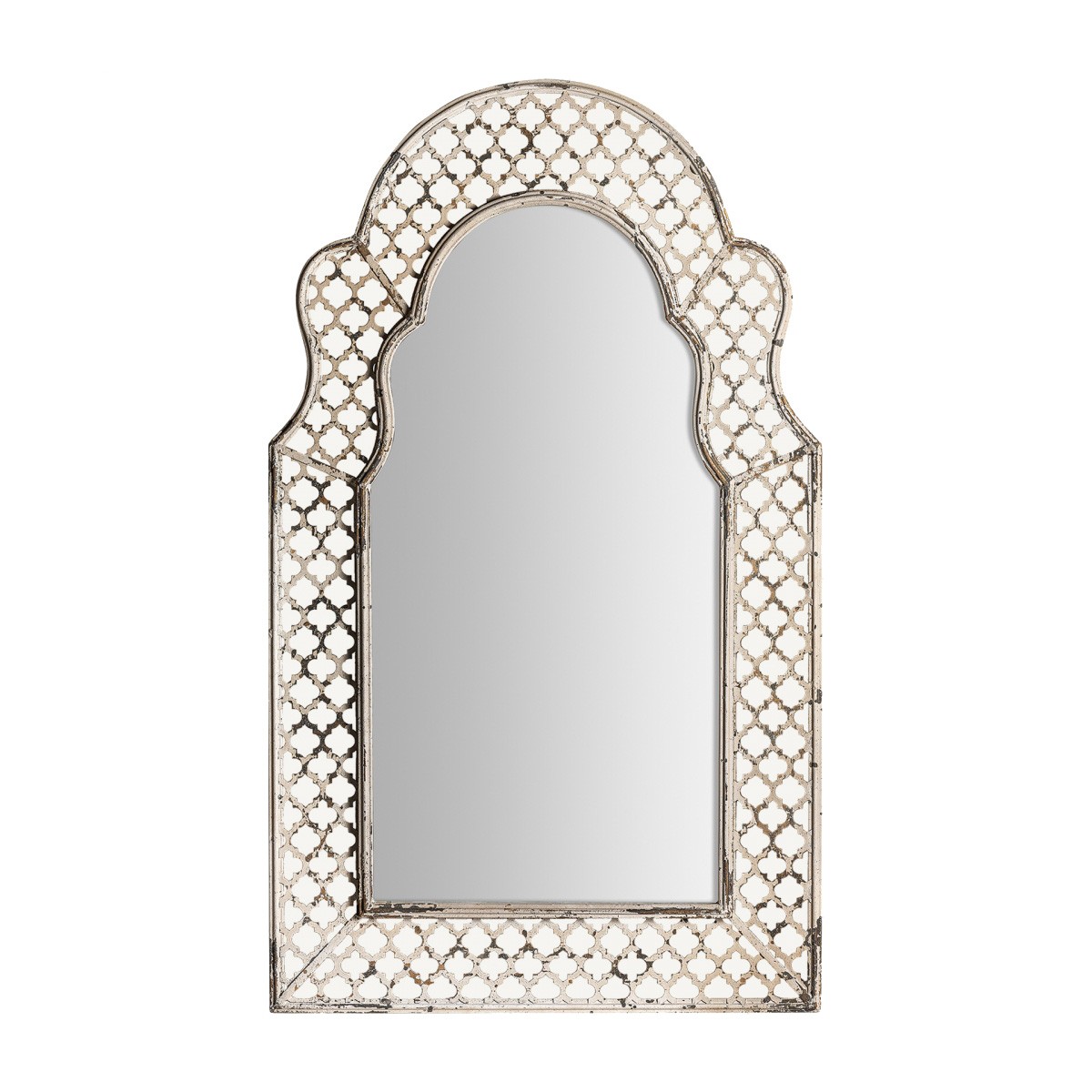 Levně Estila Provence luxusní nástěnné zrcadlo Melisandry s ozdobným rámem z kovu šedé barvy s patinou 130cm