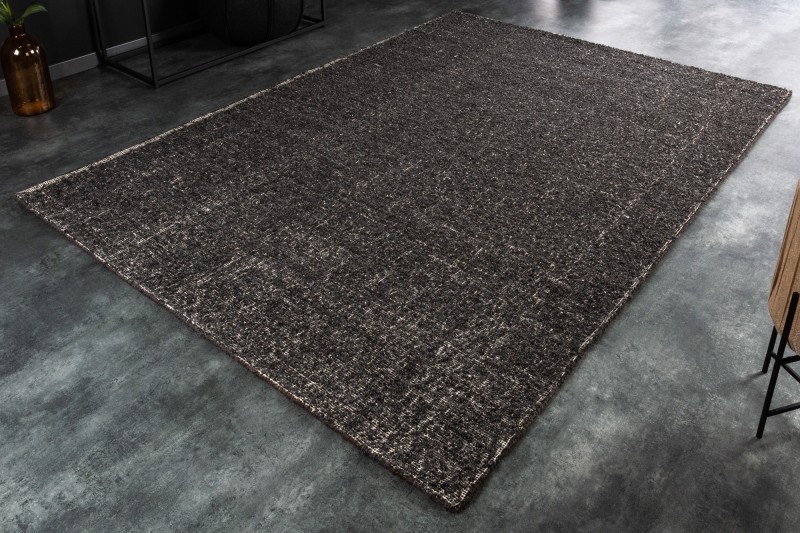 Levně Estila Tmavě šedý obdélníkový koberec Cobally ze 100% vlny s krátkým vlasem 160x230cm