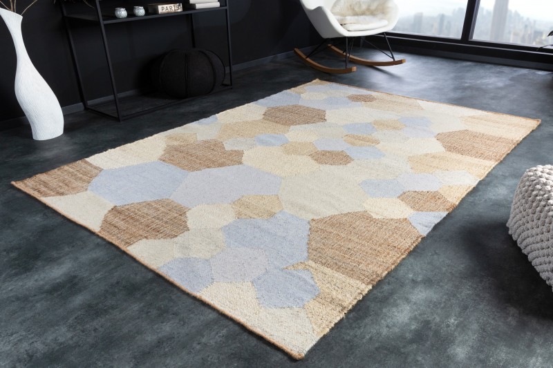 Levně Estila Designový moderní obdélníkový koberec Sensei s geometrickým vzorem v hnědo-modrých odstínech 230cm