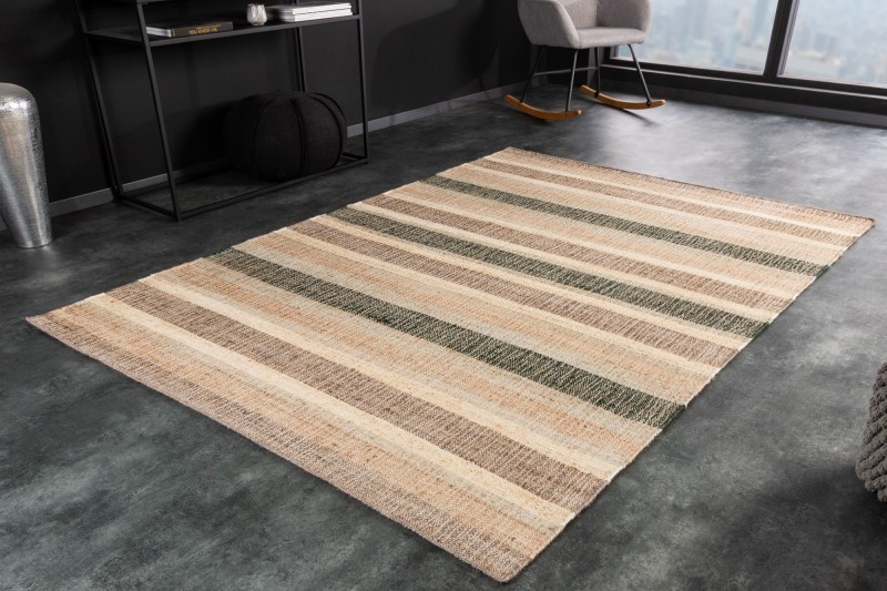 Levně Estila Stylový moderní obdélníkový koberec Persen z konopí s pruhovaným designem v naturálních odstínech 230cm