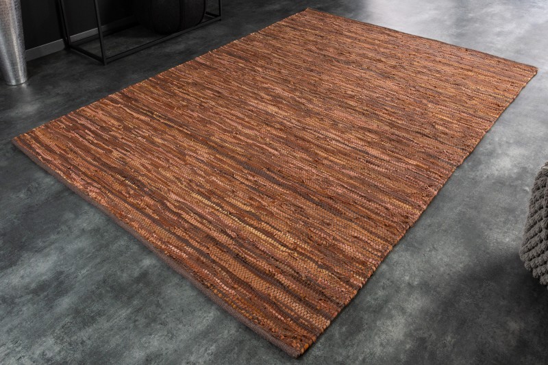 Levně Estila Designový moderní koberec Rhys II obdélníkového tvaru z kůže a konopí hnědé barvy 230cm
