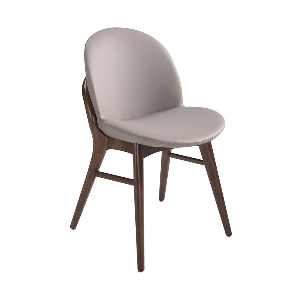 Levně Estila Jídelní židle Vita Naturale čalouněná ekokůží v elegantní norkové barvě z masivního dřeva v provedení ořech 79cm