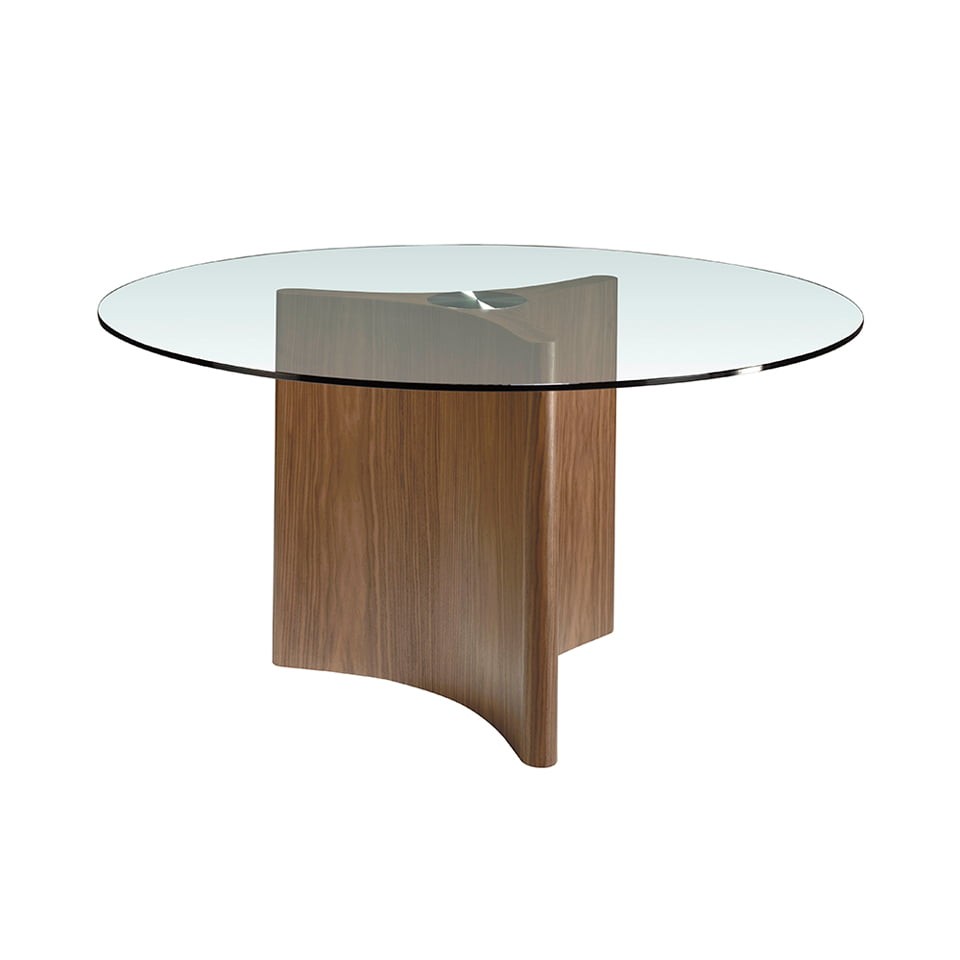 Levně Estila Luxusní kulatý jídelní stůl Vita Naturale ze dřeva a skla 150cm