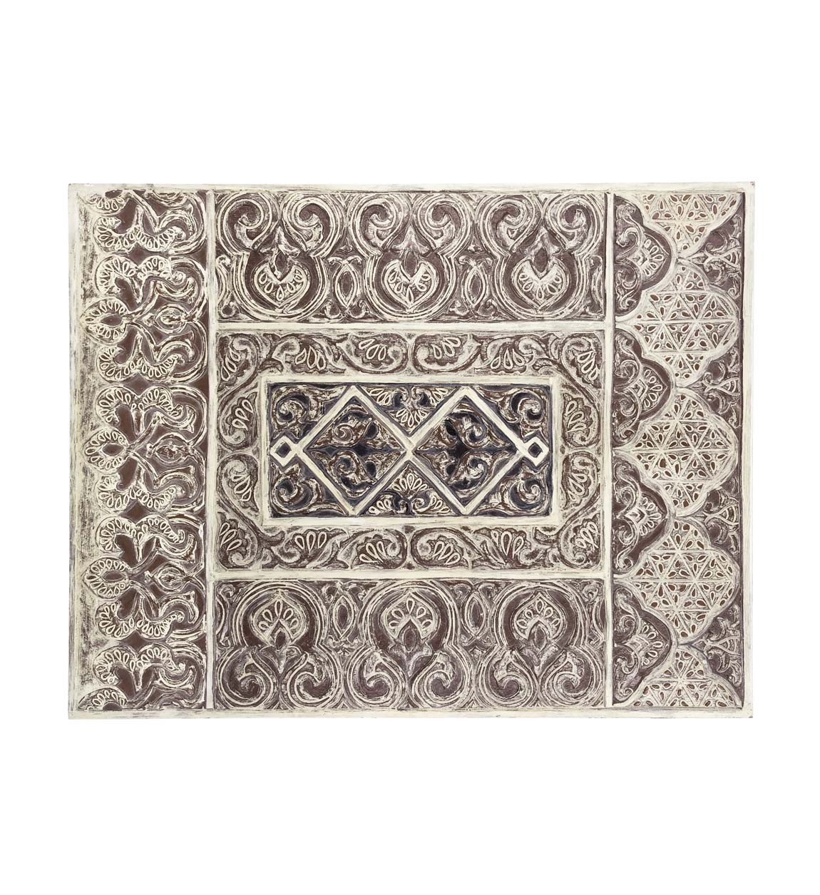 Levně Estila Dekorační nástěnný panel Moletto obdélníkového tvaru ve stylu etno ve světlých hnědých odstínech 90cm