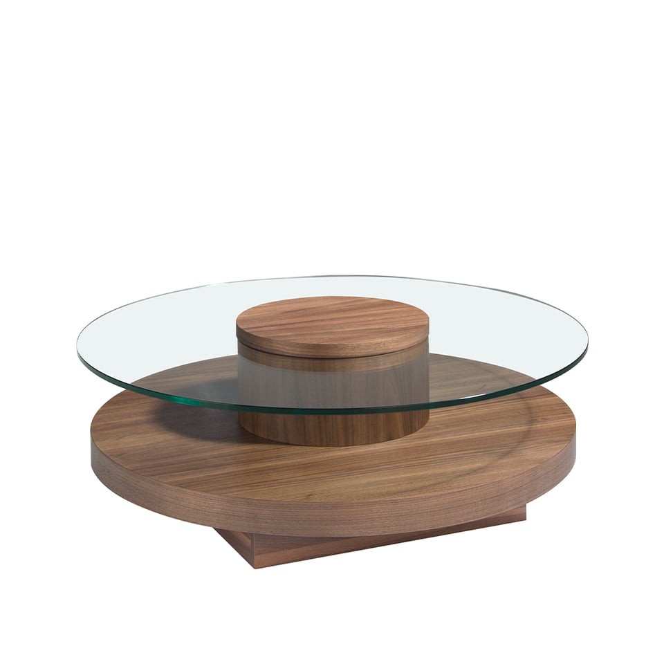 Estila Moderní kulatý konferenční stolek Vita Naturale se skleněnou deskou 100cm