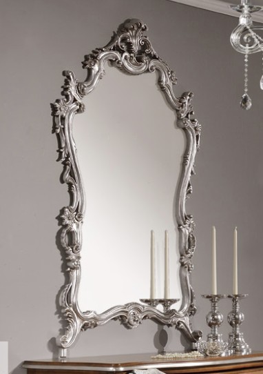 Levně Estila Luxusní nástěnné zrcadlo Belladonna se stříbrným ozdobným rámem z kovu 165cm