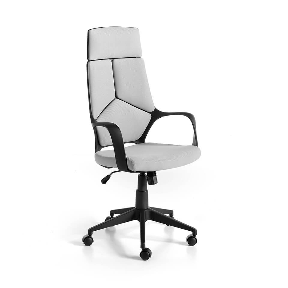 Levně Estila Luxusní moderní otočná židle Urbana čalouněná šedou látkou s kolečky 117/127 cm