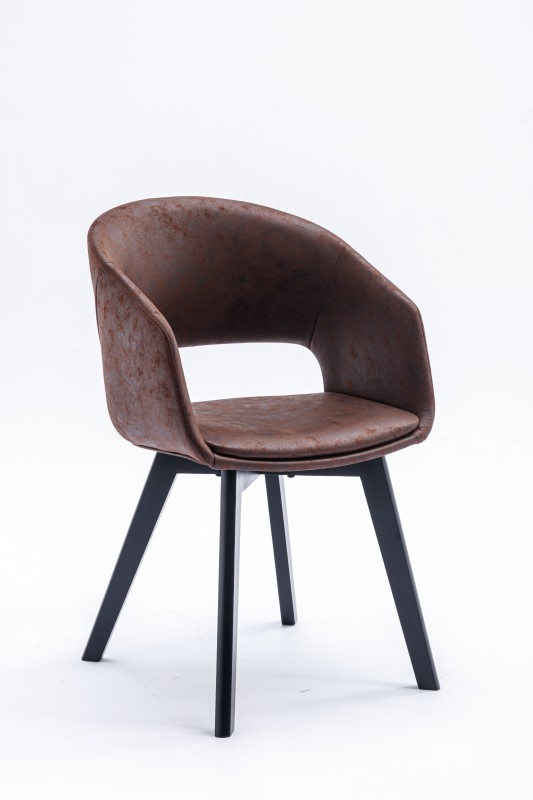 Levně Estila Moderní skandinávská jídelní židle Lena s hnědým čalouněním a černýma hnědýma nohama 79cm