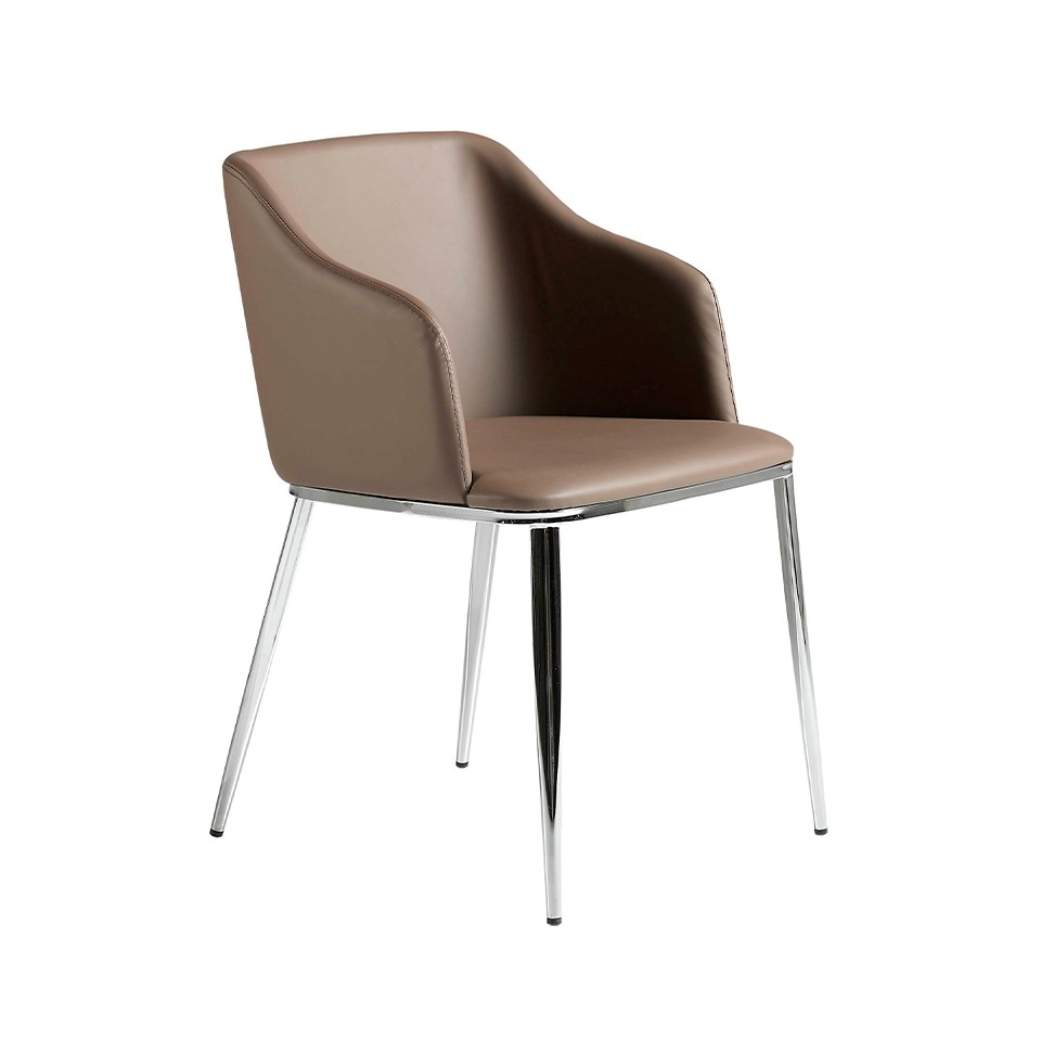 Levně Estila Luxusní kožená jídelní židle Urbano hnědá 79cm