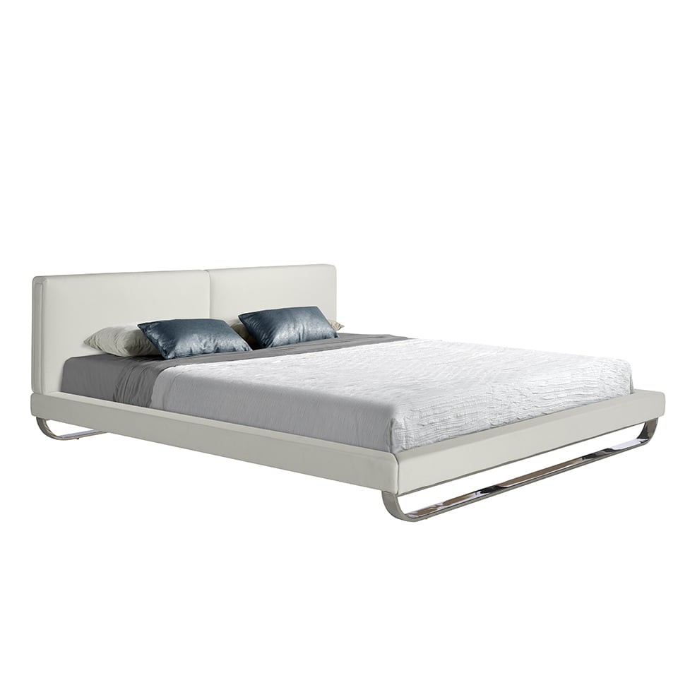 Levně Estila Luxusní manželská postel Forma Moderna z eko-kůže moderní bílá 222cm