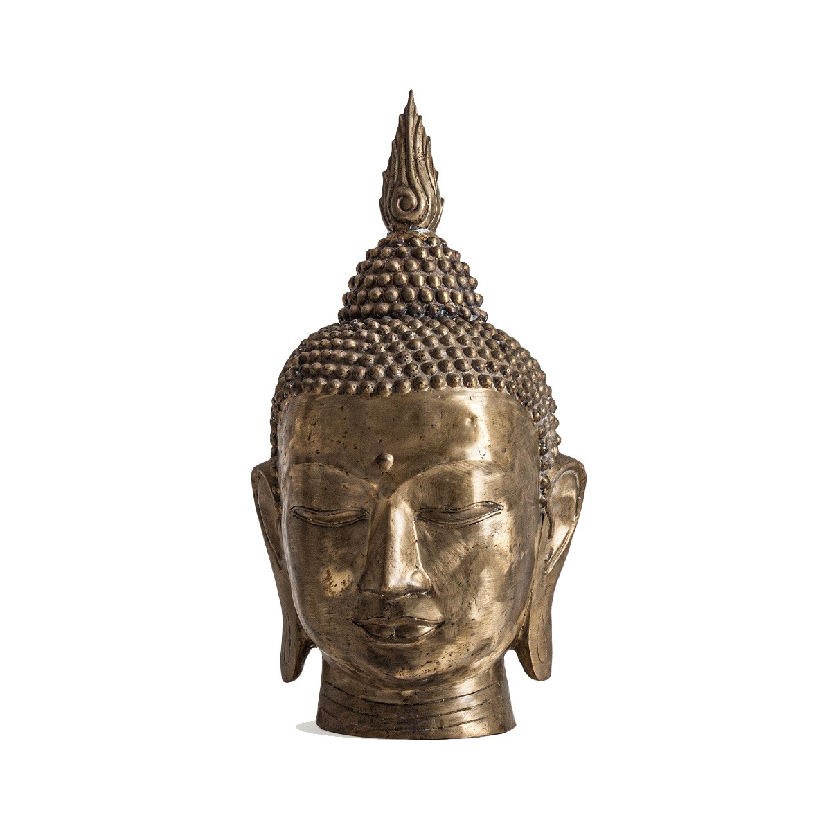 Levně Estila Orientální socha hlavy Buddhy z bronzu ve zlatém provedení s ručním zdobením 65cm