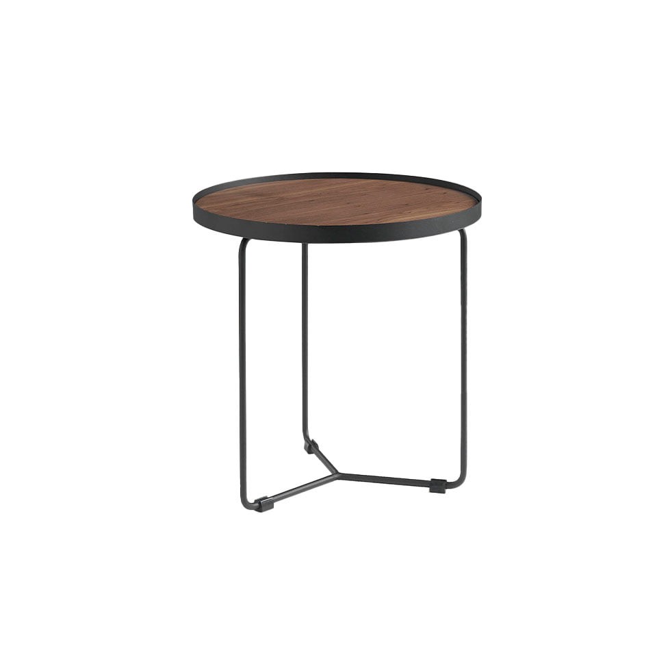 Levně Estila Moderní kulatý příruční stolek Forma Moderna dřevěný hnědý 50cm